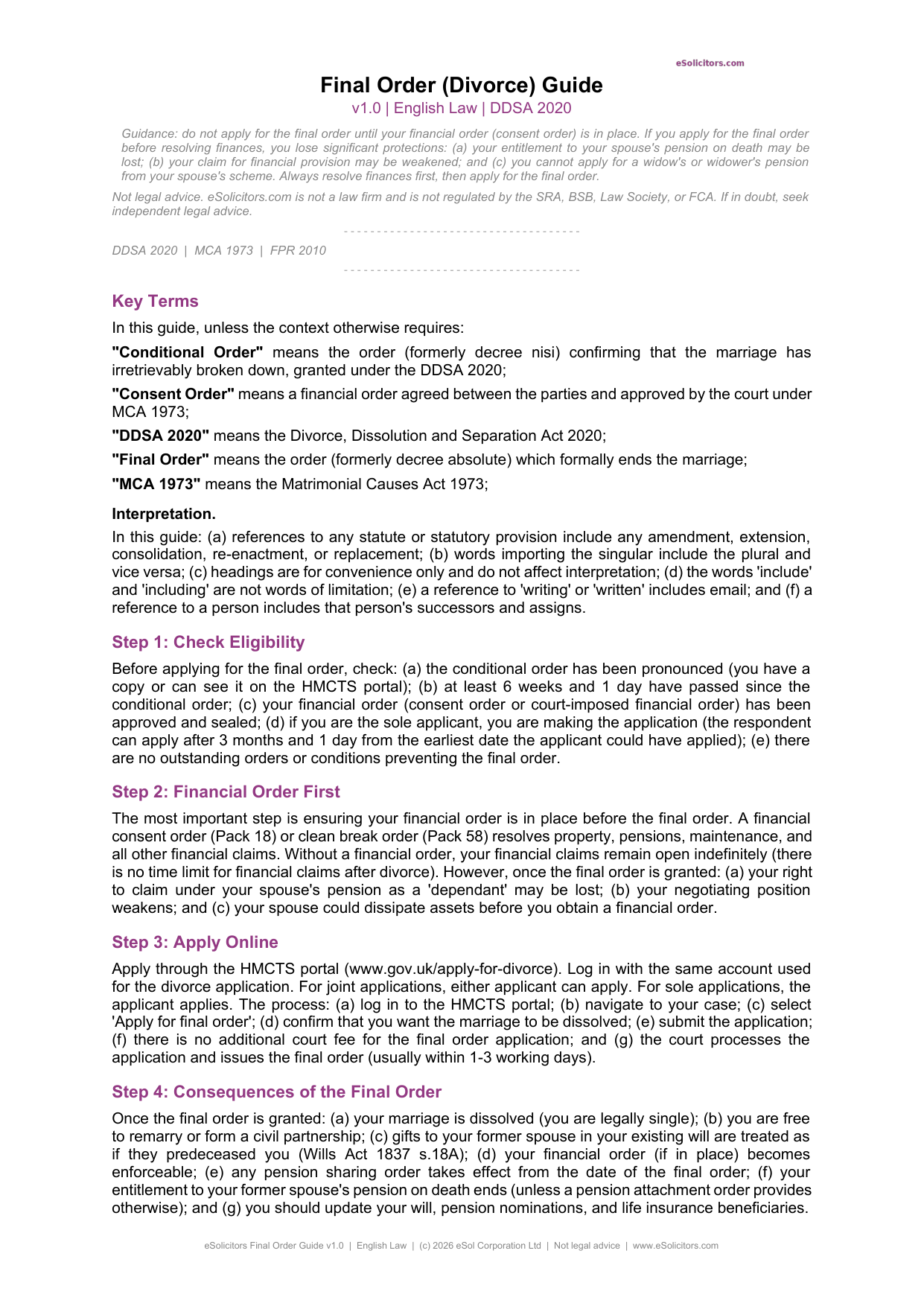 Final Order of Divorce Guide UK - Decree Absolute Explained | eSolicitors